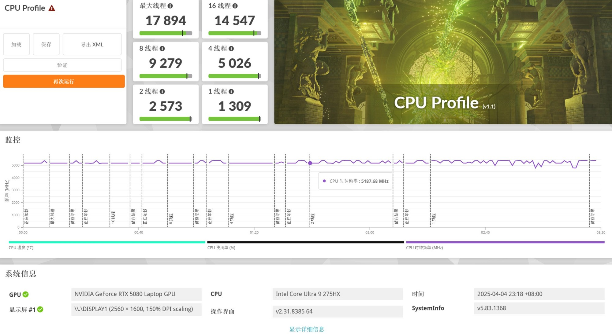 3DMark CPU Profile 性能测试