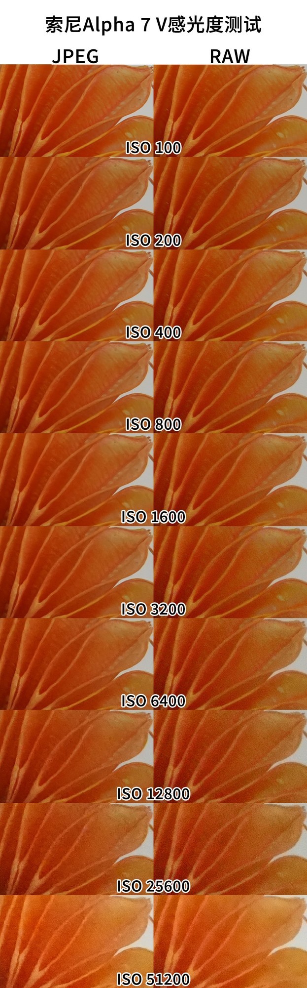 索尼 Alpha 7 V 感光度测试