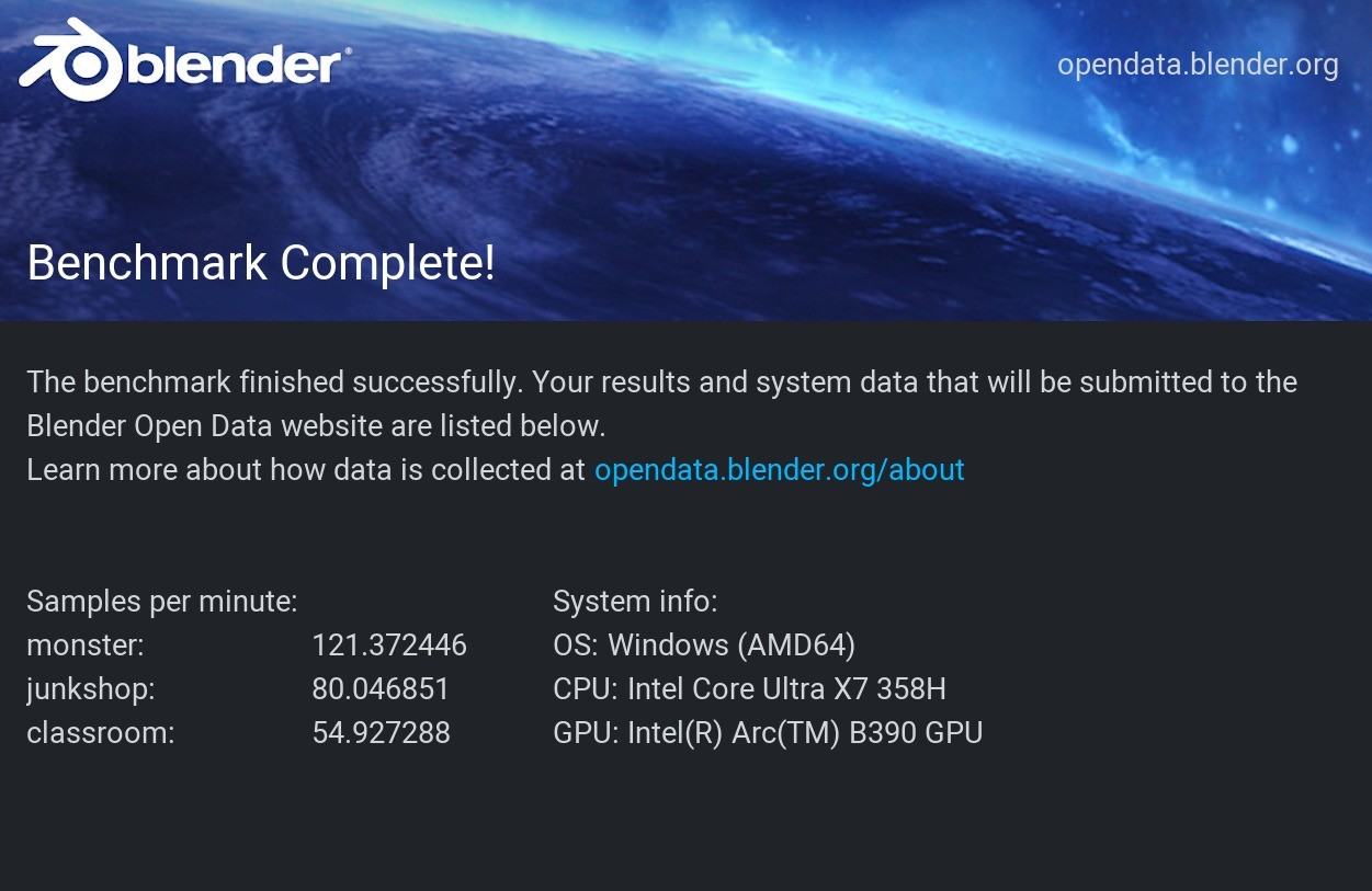Blender Benchmark 渲染测试