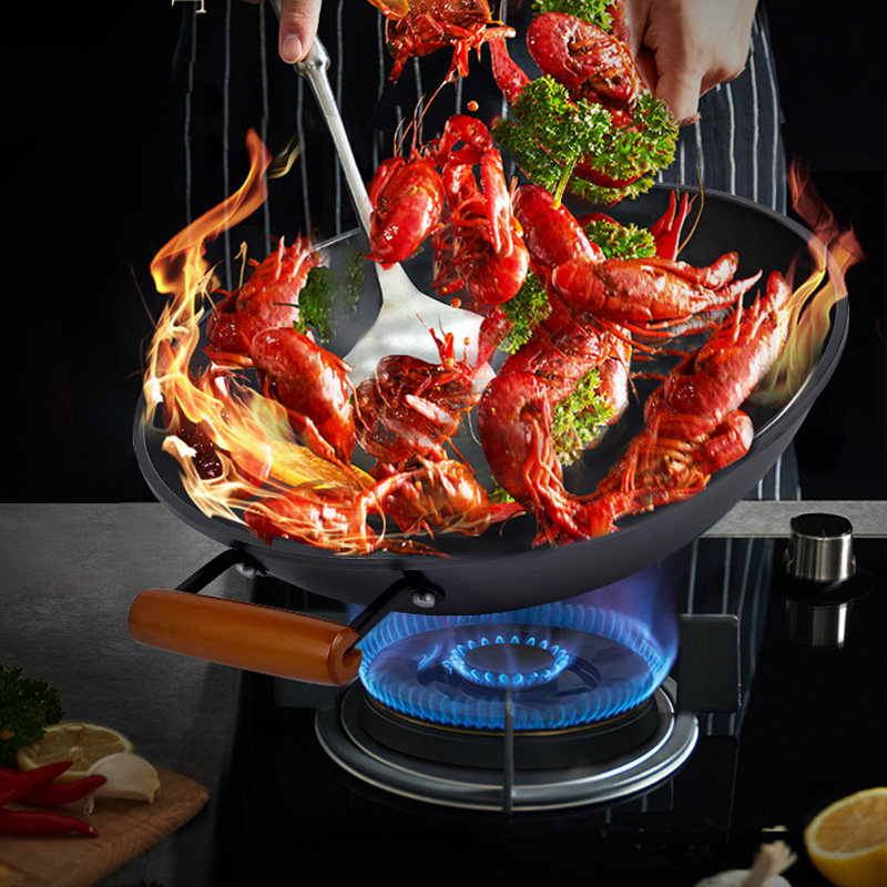 ASD爱仕达无涂层高纯铁炒锅CF32/34H9X【带盖】