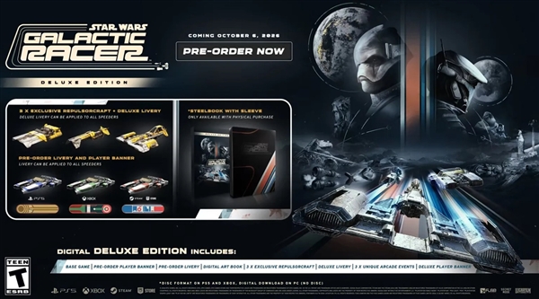 Steam秒删内容泄露！《星球大战：银河竞速》定档10月6日：预购奖励及豪华版内容曝光