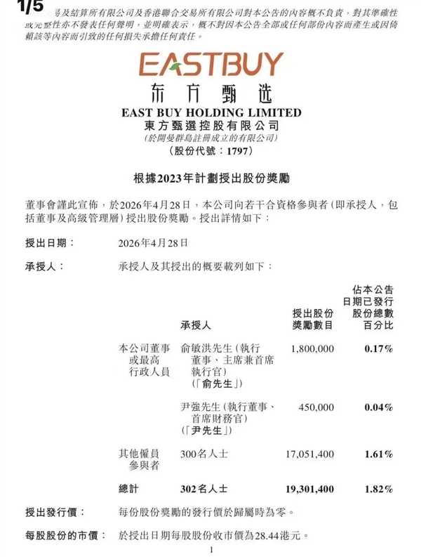 俞敏洪回应获授180万股：从东方甄选成立到今天 没领过一分钱工资