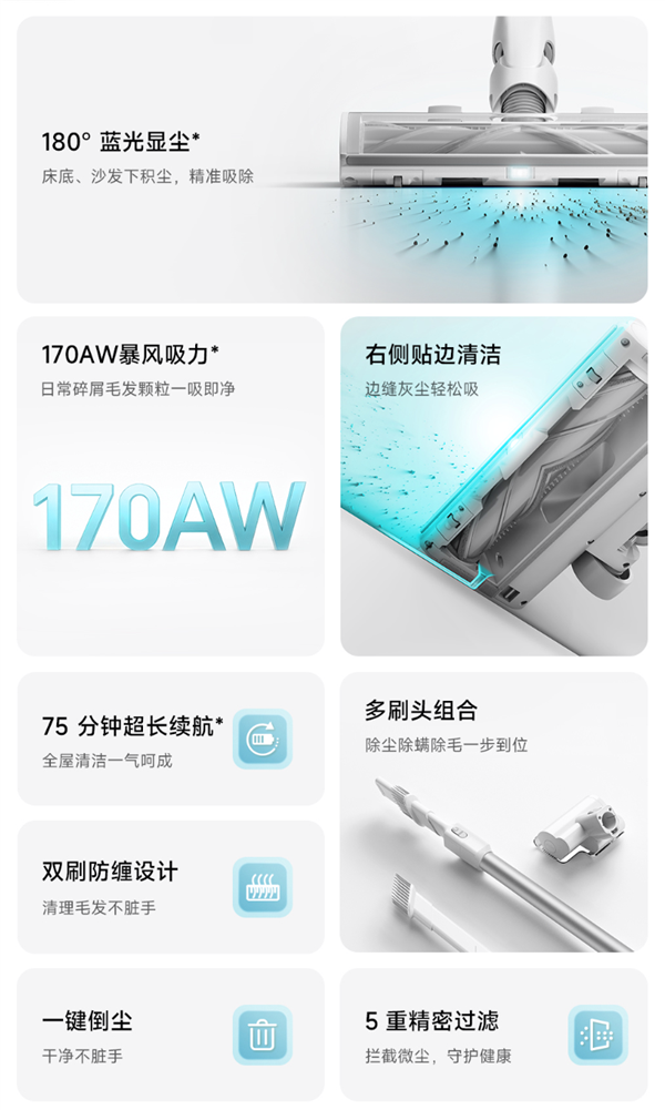 799元！小米推出米家无线吸尘器4C：170AW大吸力、75分钟长续航