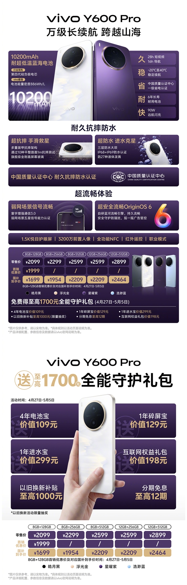 千元档续航之王！一图读懂vivo Y600 Pro：1699元起