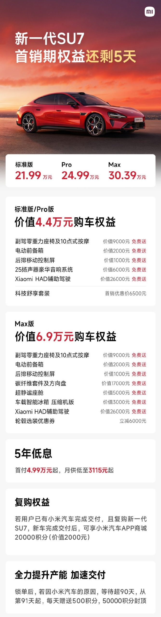 小米 SU7 配置