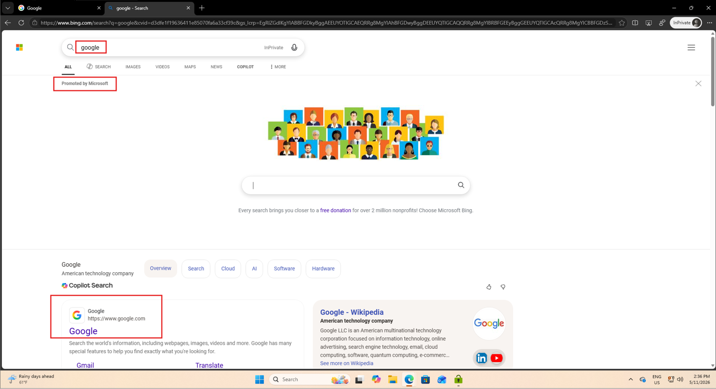 Edge 浏览器内搜索调整示意图 Edge 浏览器内搜索调整示意图