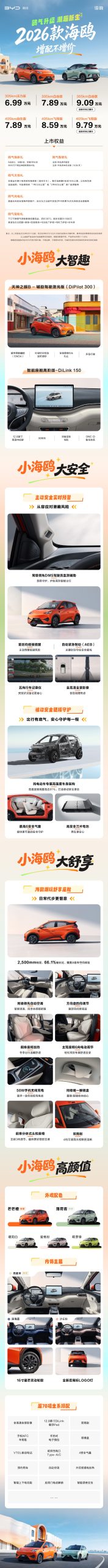 2026 款比亚迪海鸥配置信息