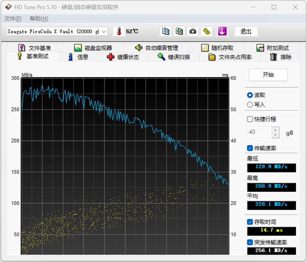 希捷FireCudaX Vault游戏硬盘写入速度测试