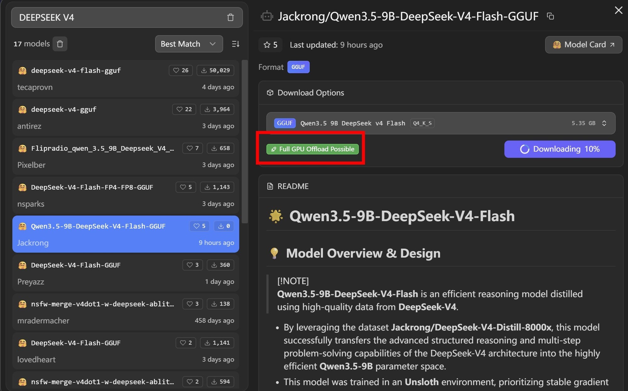 Qwen 3.5-9B-DeepSeek V4-Flash 模型内存与 GPU 占用