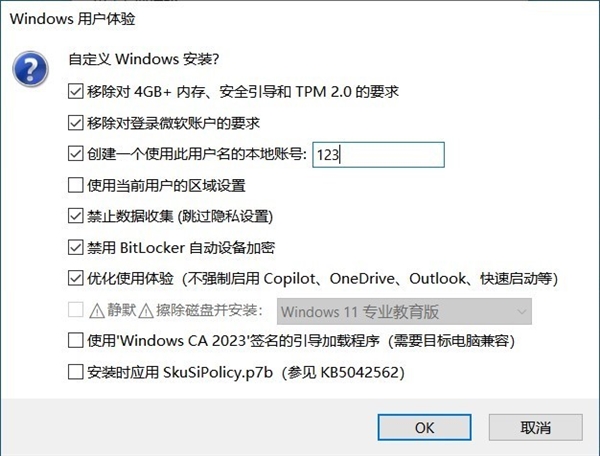 Rufus 安全性设置选项