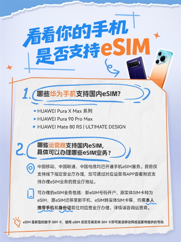 华为手机eSIM开通攻略发布！一机四号双待等四大优势