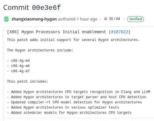 LLVM / Clang 正式支持国产海光 C86-4G 处理器,覆盖 M4、M6 和 M7 型号