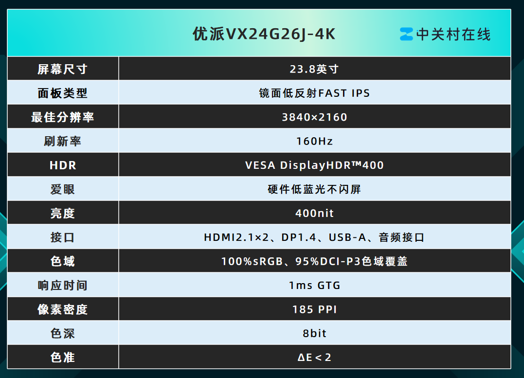 优派VX24G26J-4K显示器技术参数
